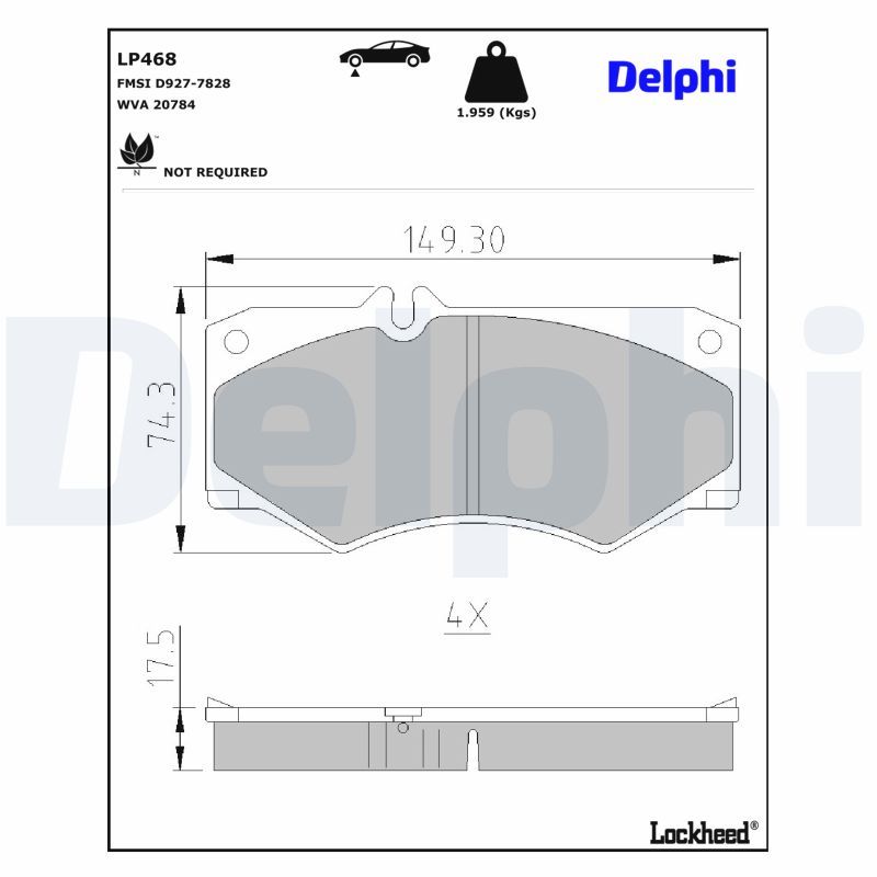 DELPHI LP468 Brake pad set, disc brake