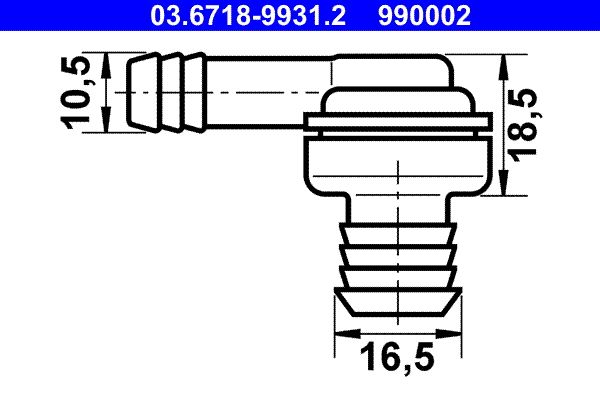 ATE 03.6718-9931.2 Connection piece, vacuum line