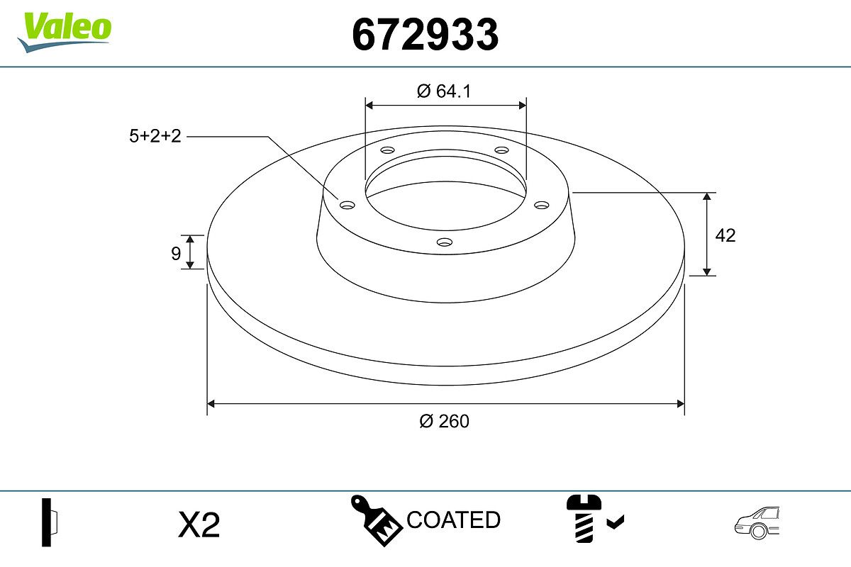VALEO 672933 Brake disc
