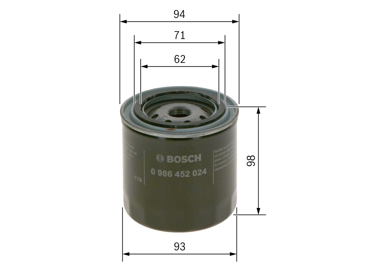 BOSCH 0 986 452 024 Oil filter