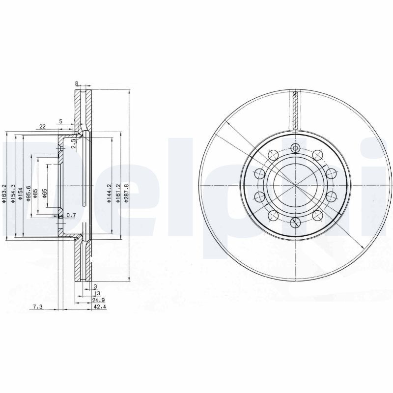 DELPHI BG3833 Brake disc