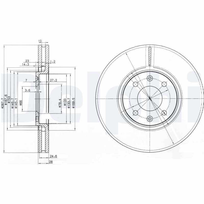 DELPHI BG3675 Brake disc