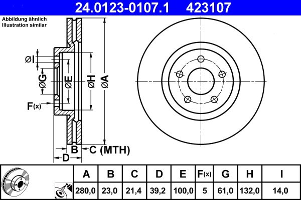 ATE 24.0123-0107.1 Brake disc