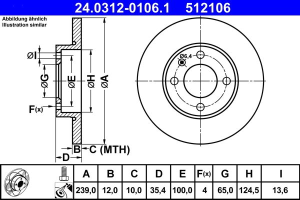 ATE 24.0312-0106.1 Brake disc