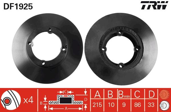 TRW DF1925 Brake disc