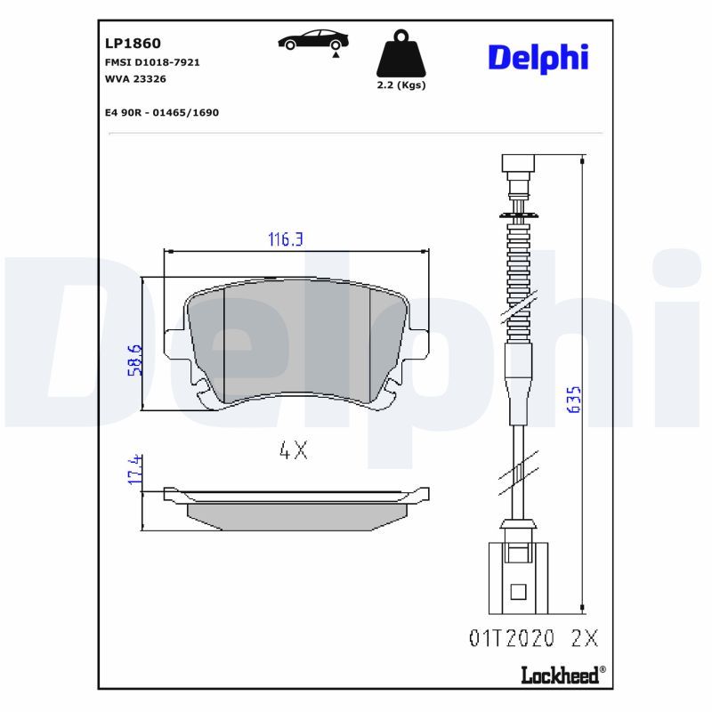 DELPHI LP1860 Brake pad set, disc brake