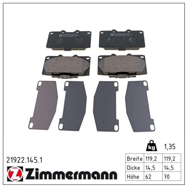 ZIMMERMANN 21922.145.1 Brake pad set, disc brake