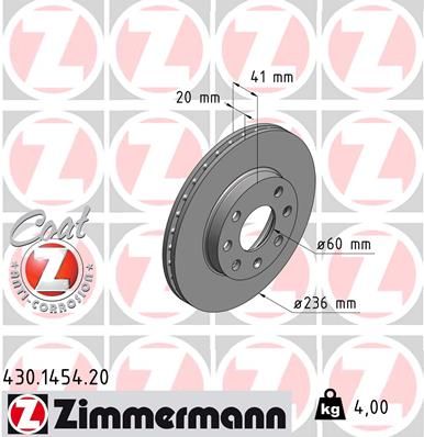 ZIMMERMANN 430.1454.20 Brake disc
