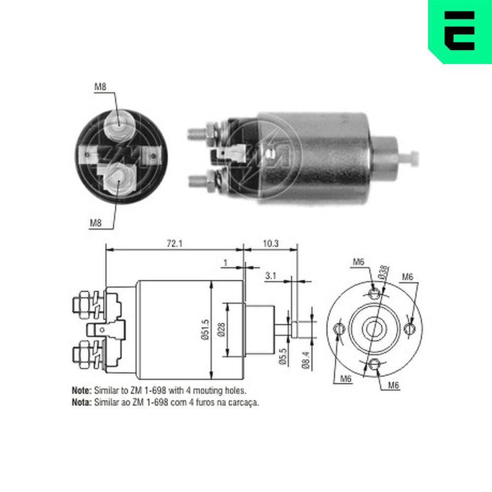 ERA ZM5698 Solenoid switch, starter