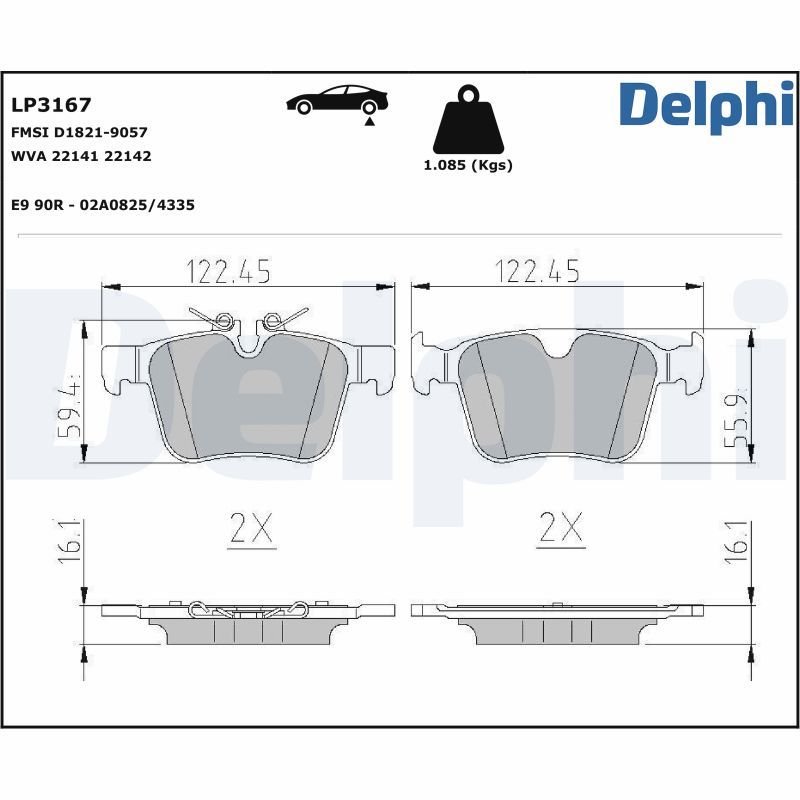 DELPHI LP3167 Brake pad set, disc brake