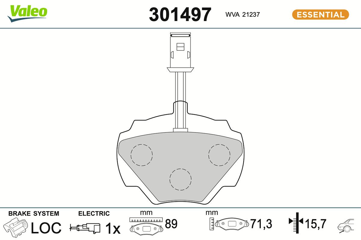 VALEO 301497 Brake pad set, disc brake