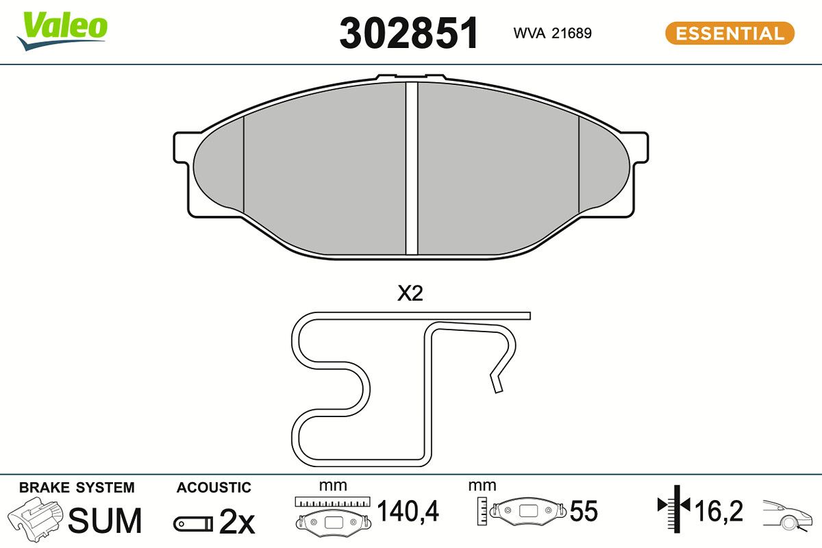 VALEO 302851 Brake pad set, disc brake