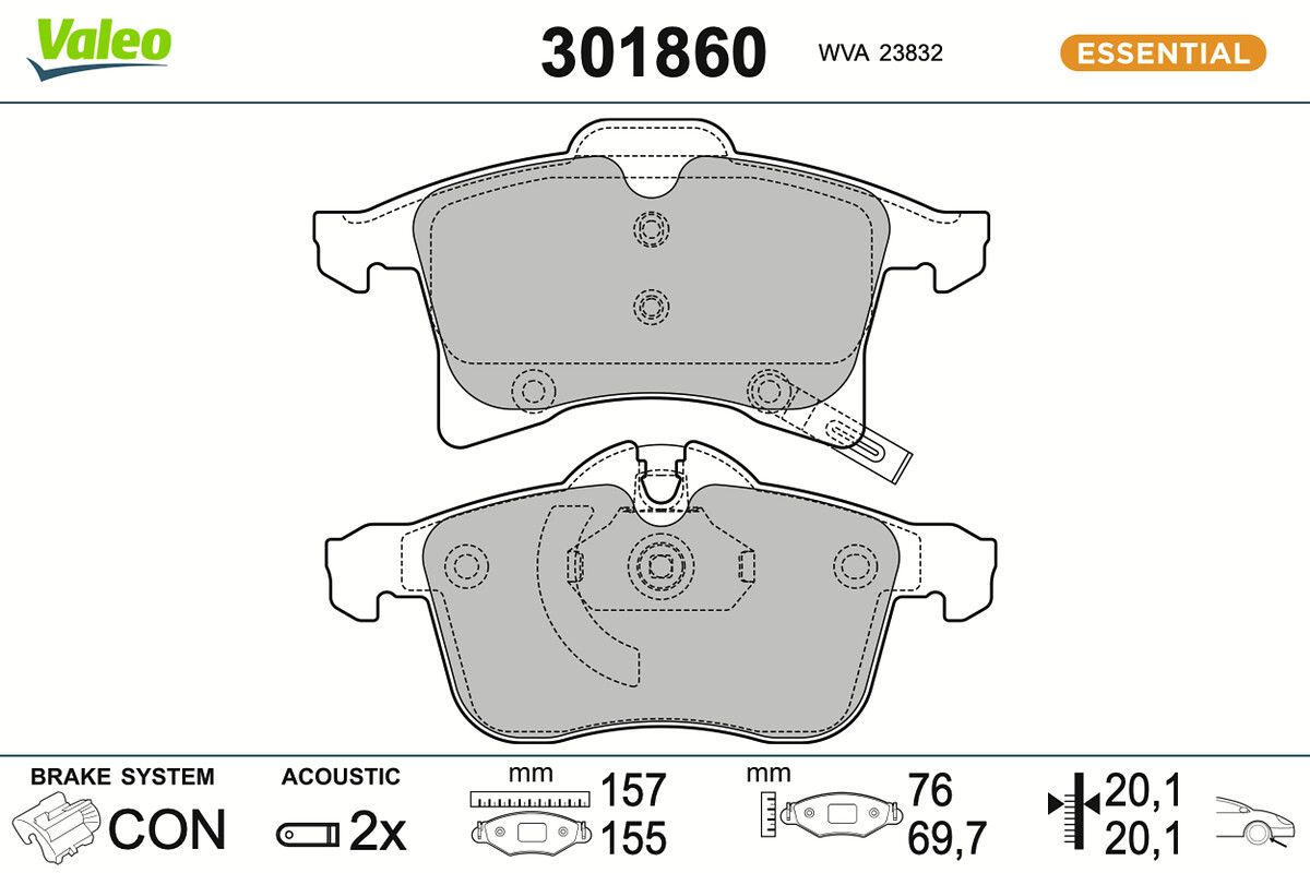 VALEO 301860 Brake pad set, disc brake