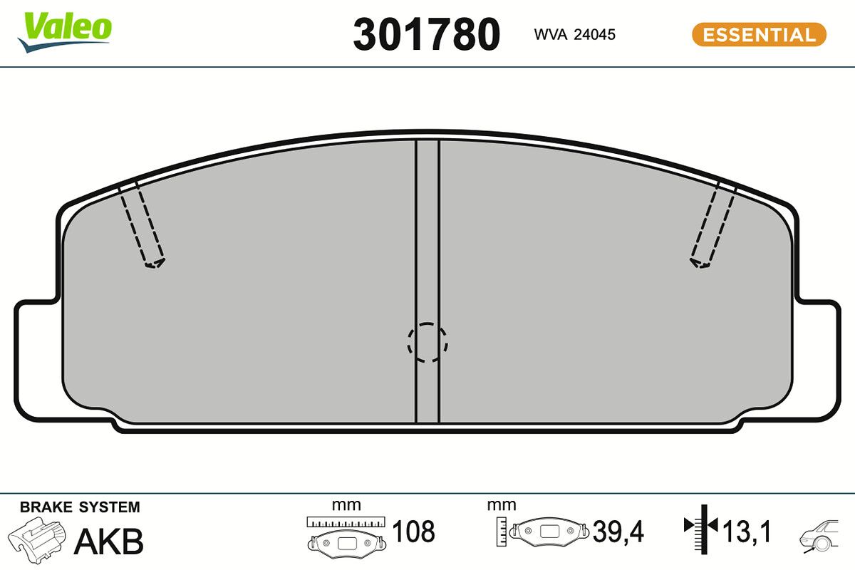 VALEO 301780 Brake pad set, disc brake