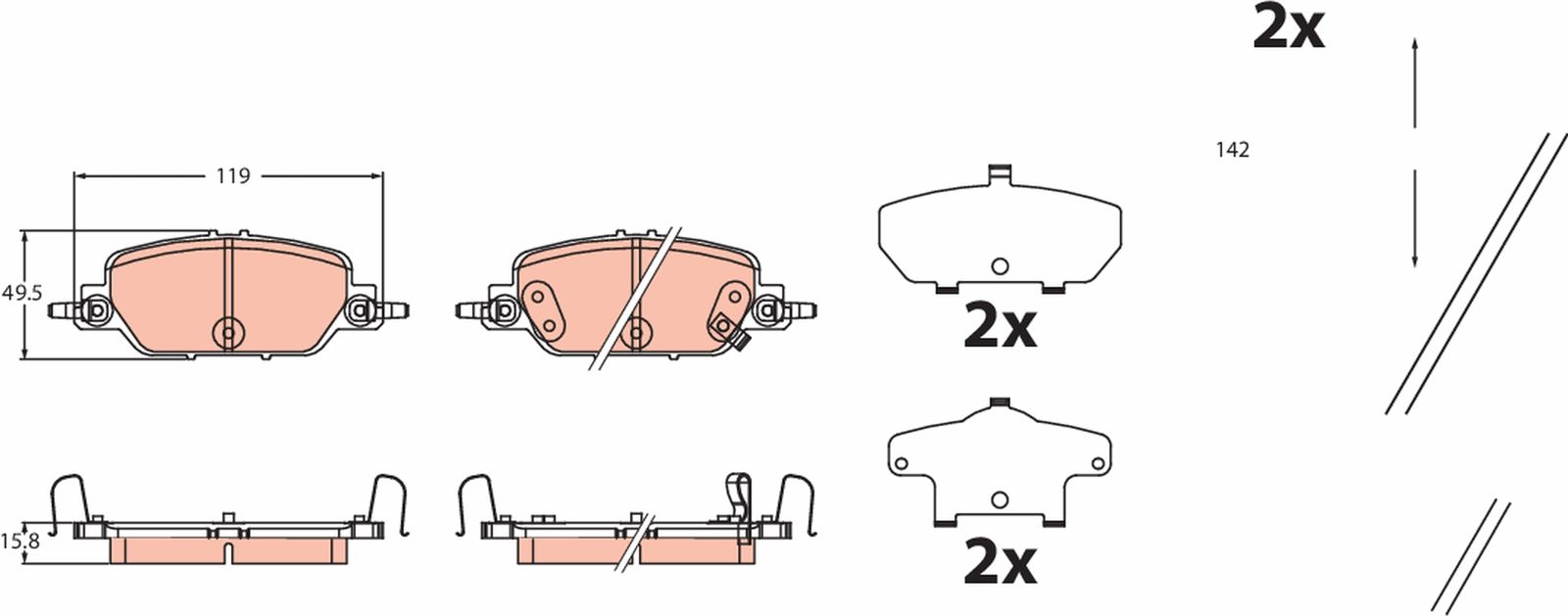 TRW GDB2513 Brake pad set, disc brake