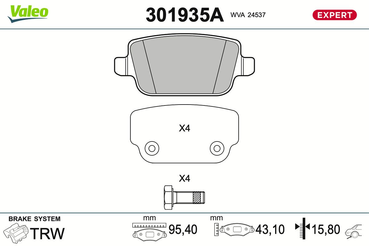 VALEO 301935A Brake pad set, disc brake