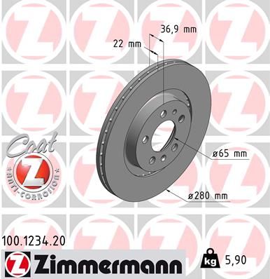 ZIMMERMANN 100.1234.20 Brake disc