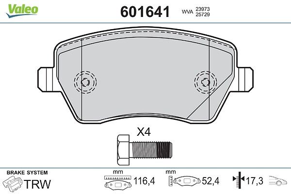 VALEO 601641 Brake pad set, disc brake