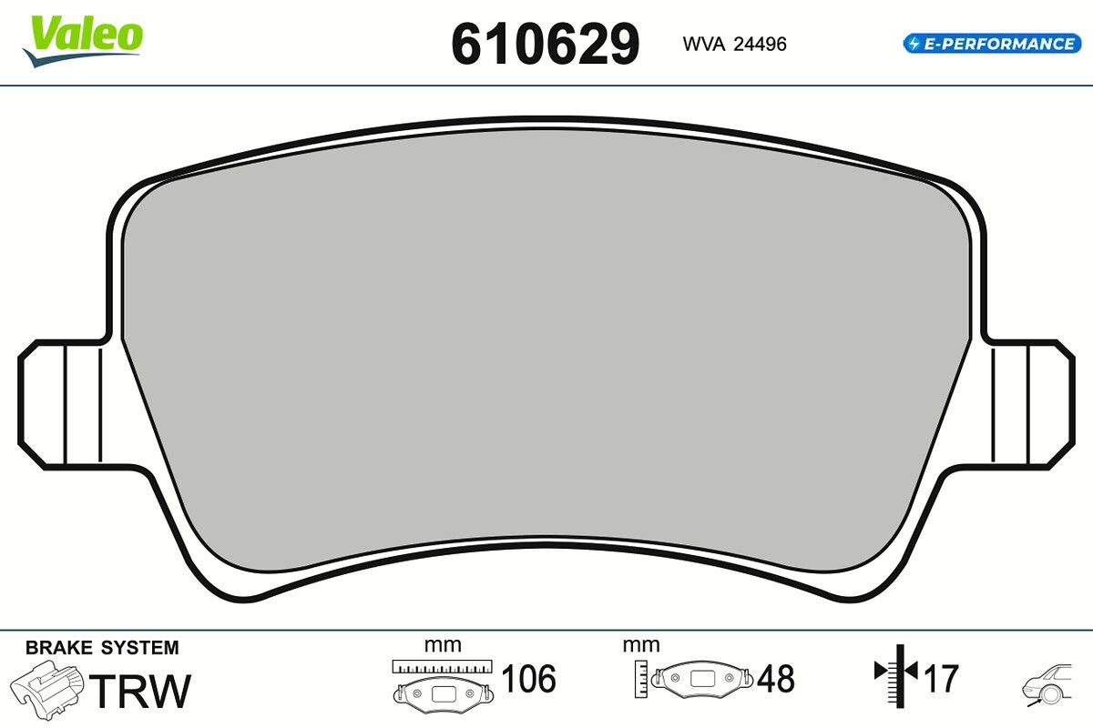 VALEO 610629 Brake pad set, disc brake