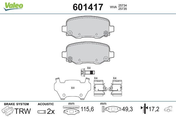 VALEO 601417 Brake pad set, disc brake