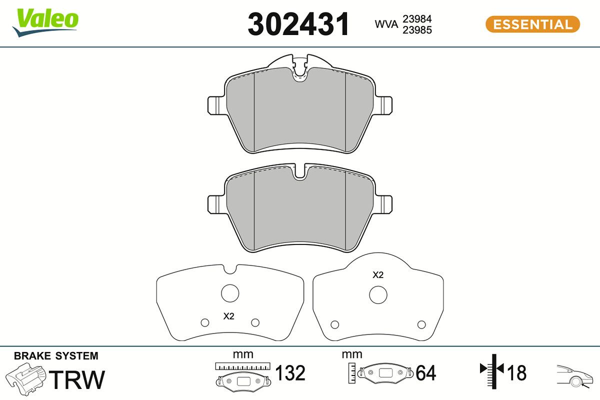 VALEO 302431 Brake pad set, disc brake