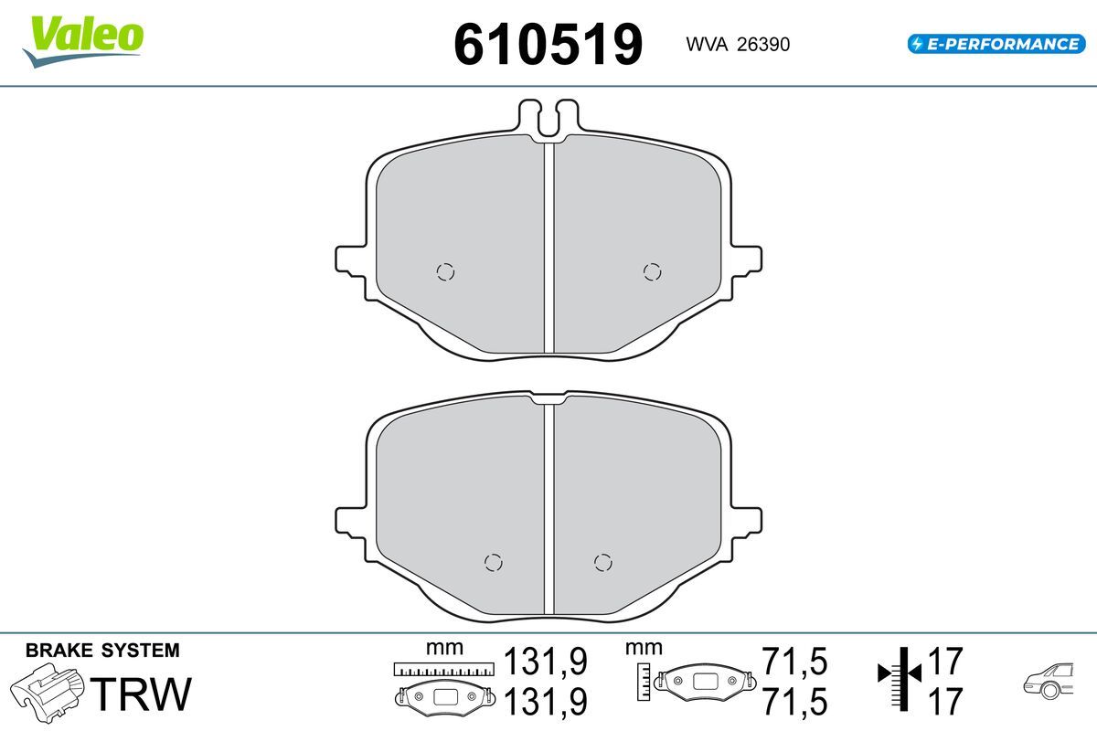 VALEO 610519 Brake pad set, disc brake