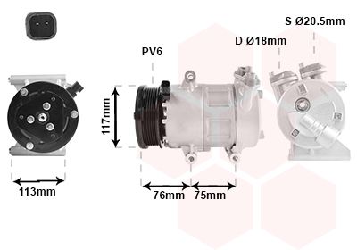 VAN WEZEL 0200K185 Compressor, air conditioning