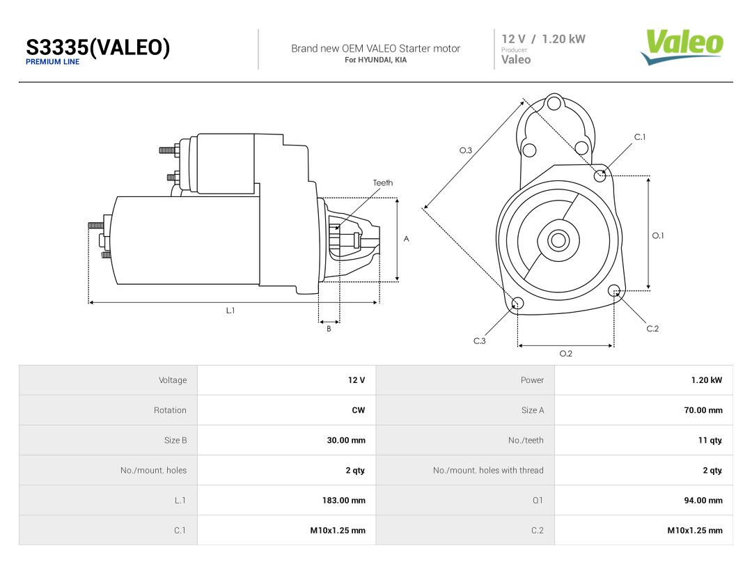 AS-PL S3335(VALEO) Starter