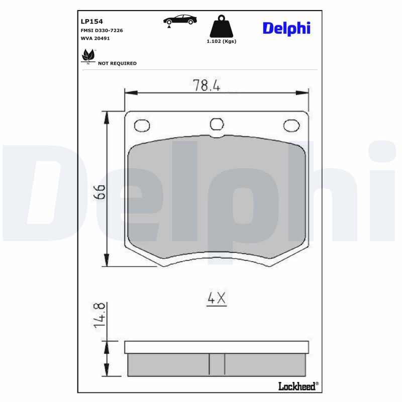 DELPHI LP154 Brake pad set, disc brake