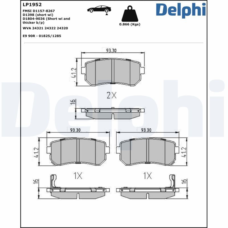 DELPHI LP1952 Brake pad set, disc brake