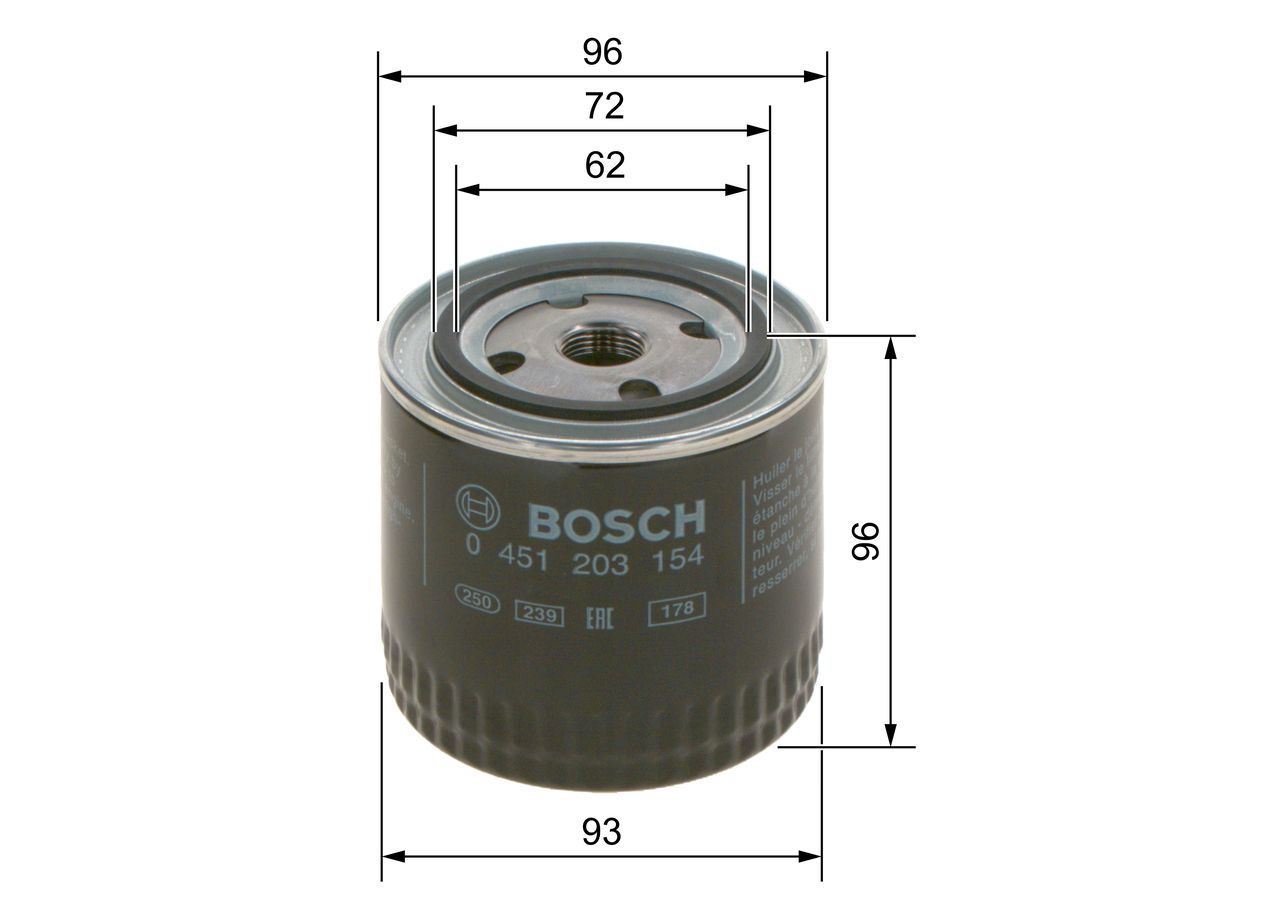 BOSCH 0 451 203 154 Alyvos filtras