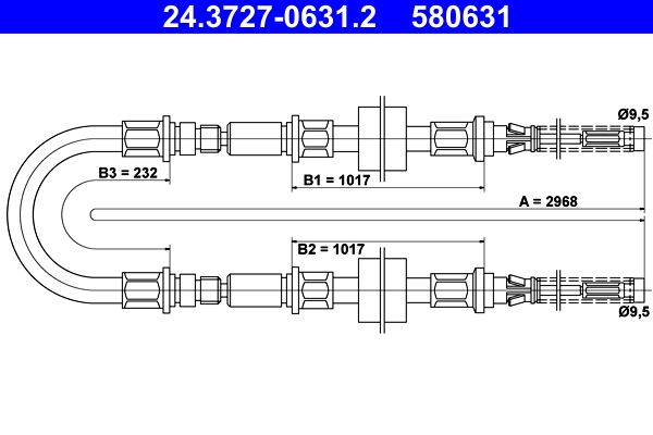 ATE 24.3727-0631.2 Cable pull, parking brake