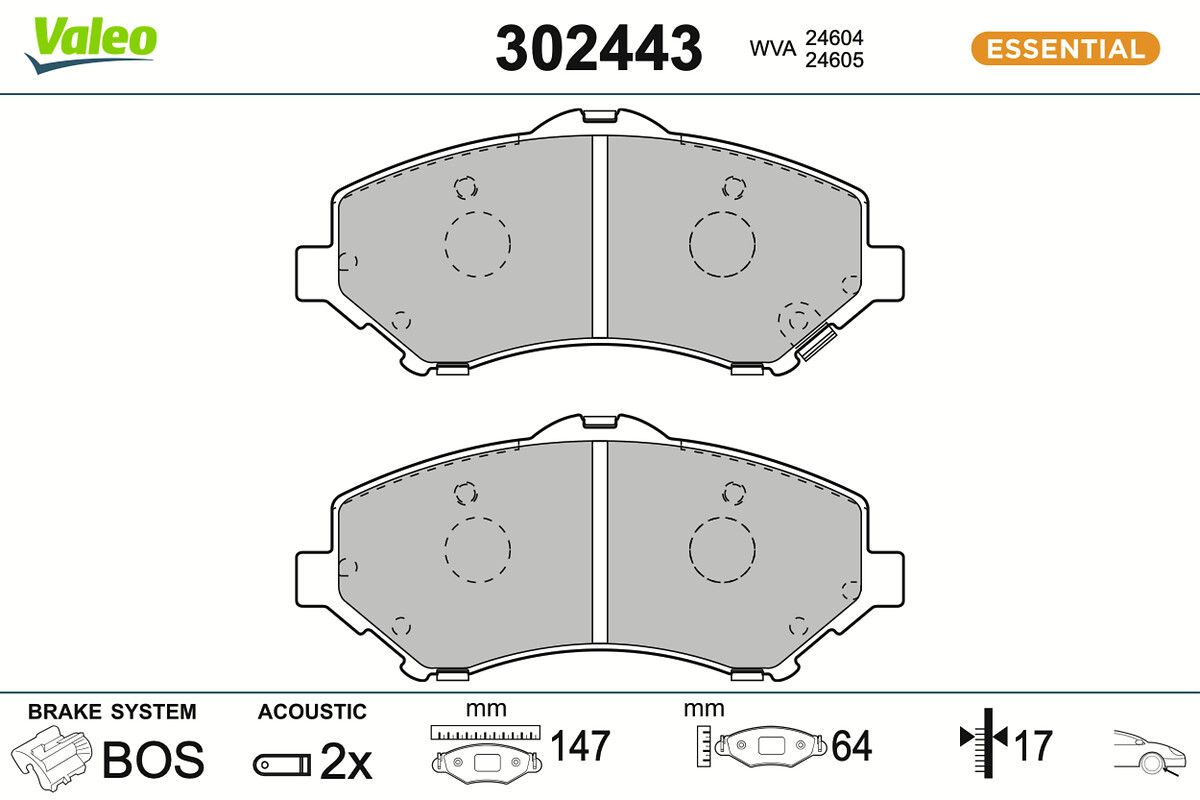 VALEO 302443 Brake pad set, disc brake