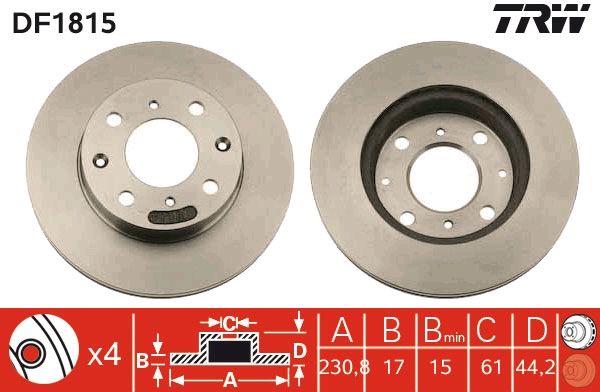 TRW DF1815 Brake disc