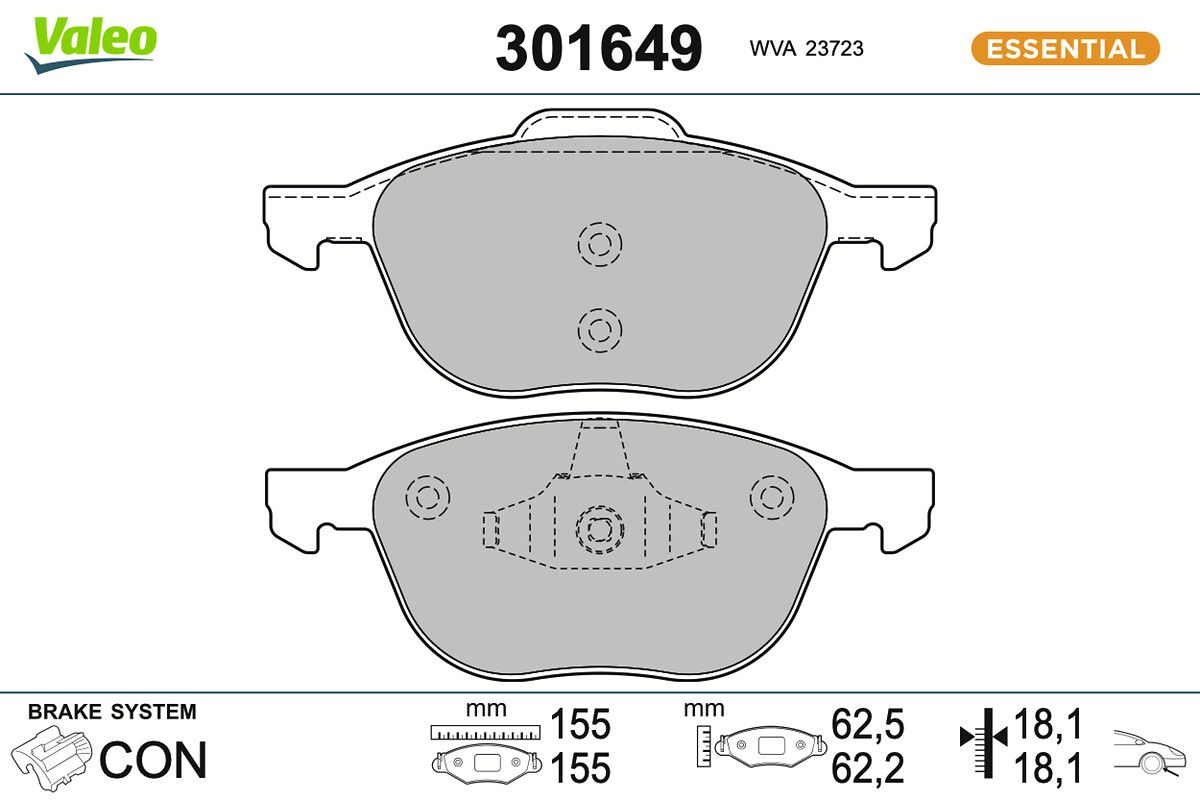 VALEO 301649 Brake pad set, disc brake