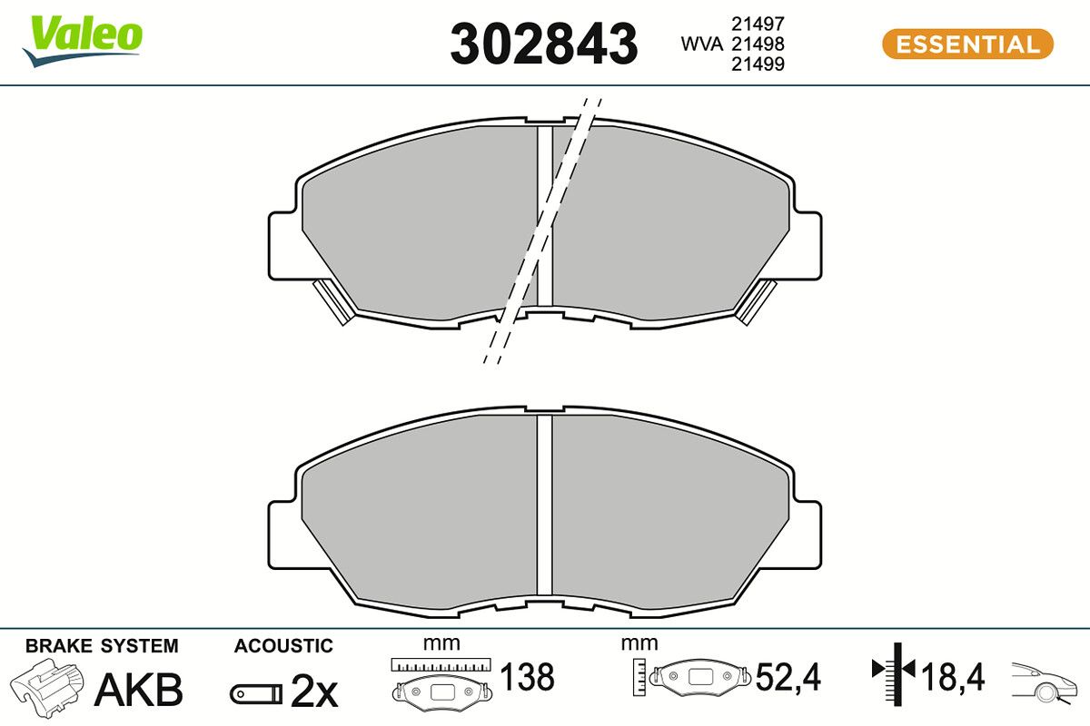 VALEO 302843 Brake pad set, disc brake