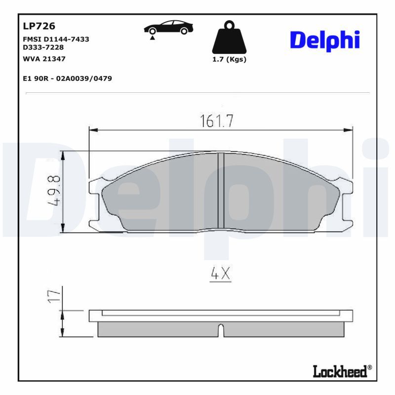 DELPHI LP726 Brake pad set, disc brake