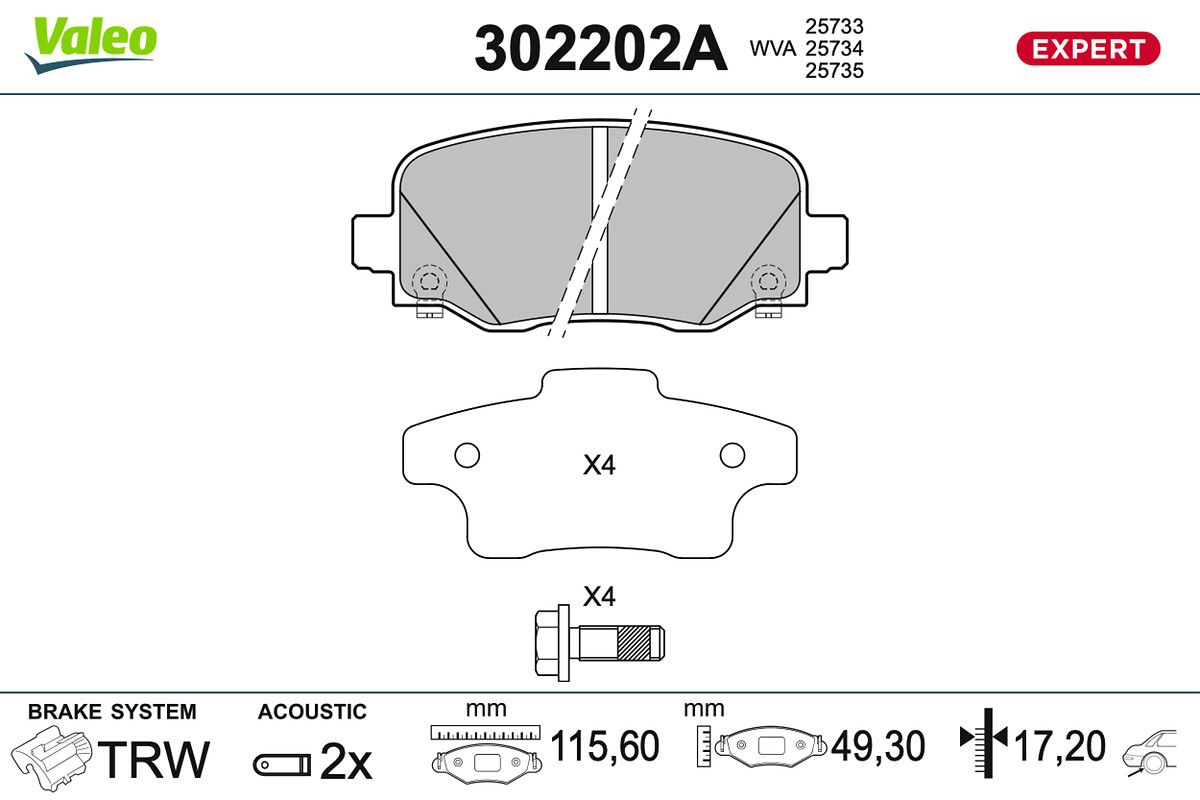 VALEO 302202A Brake pad set, disc brake