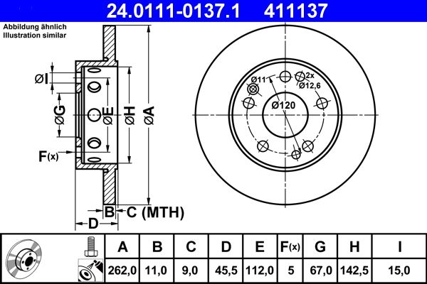 ATE 24.0111-0137.1 Brake disc