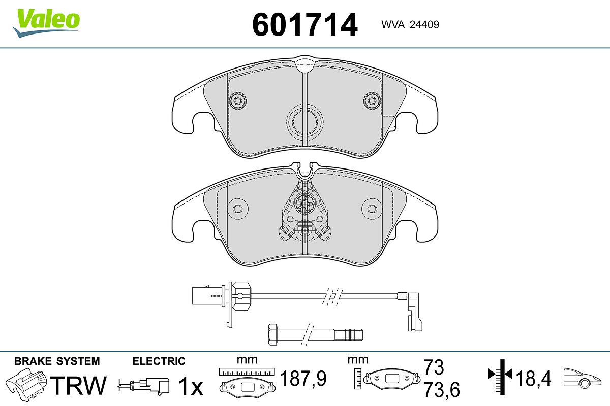 VALEO 601714 Brake pad set, disc brake