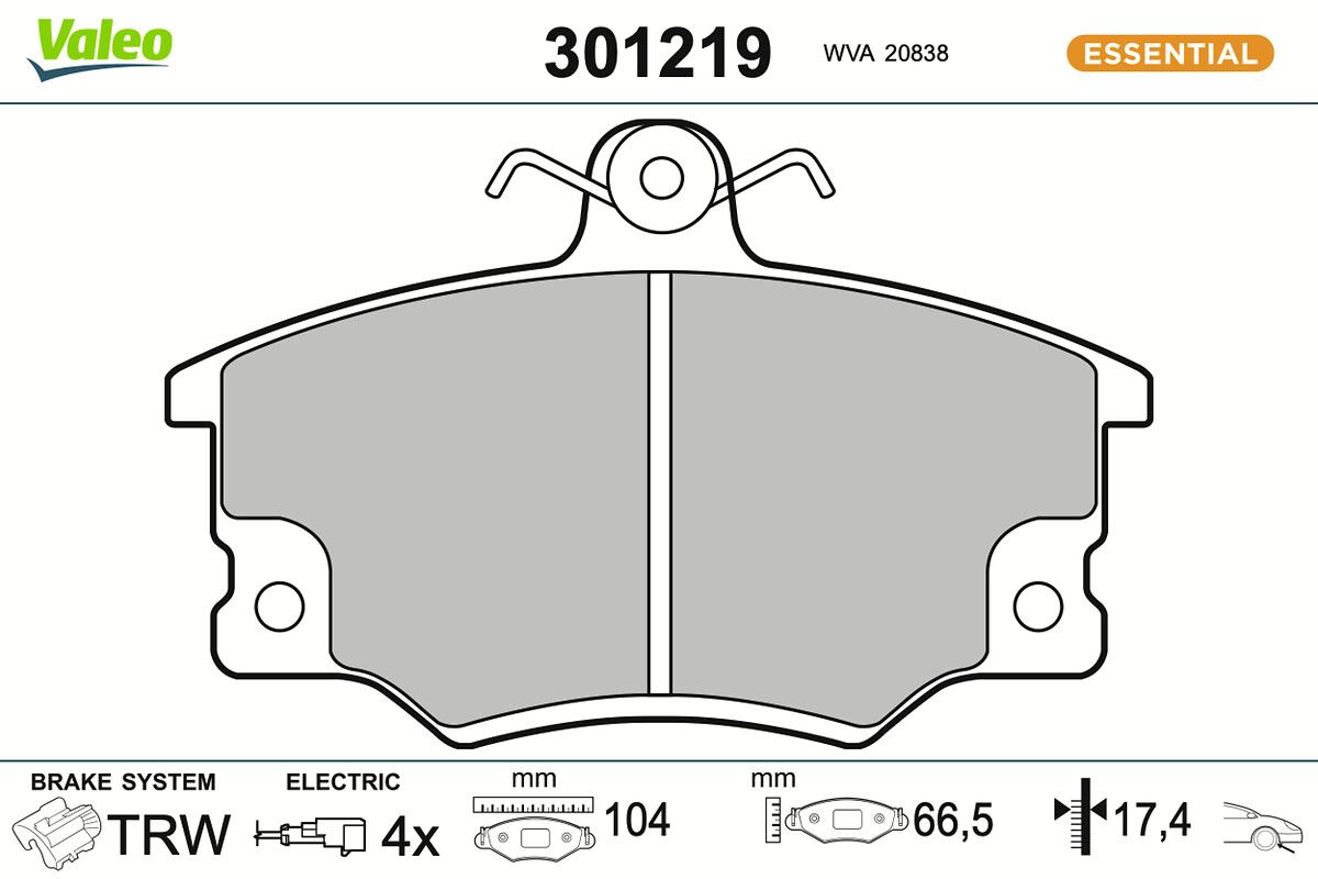 VALEO 301219 Brake pad set, disc brake