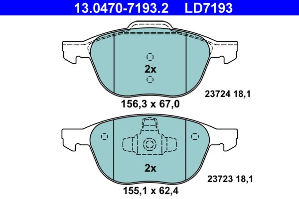 ATE 13.0470-7193.2 Brake pad set, disc brake
