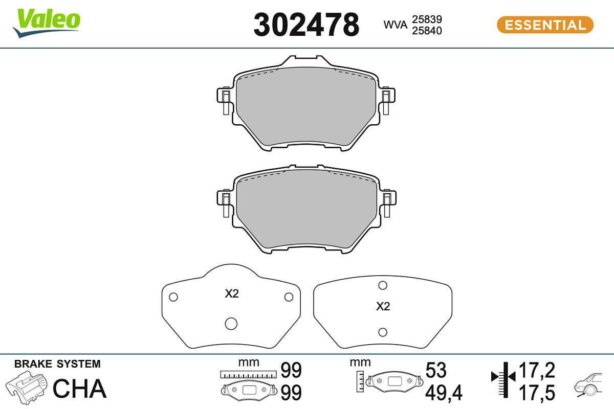 VALEO 302478 Brake pad set, disc brake