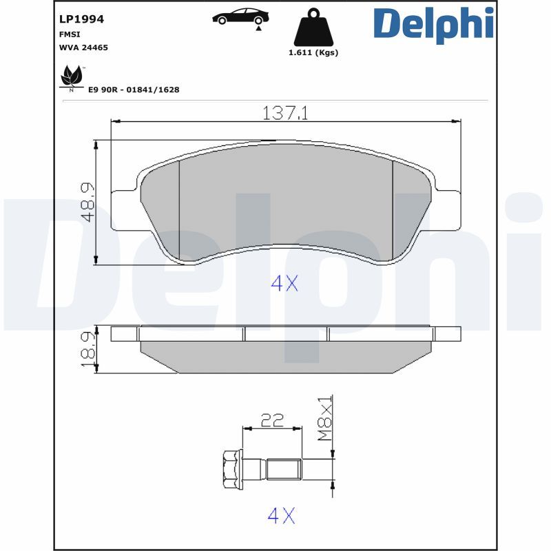 DELPHI LP1994 Brake pad set, disc brake