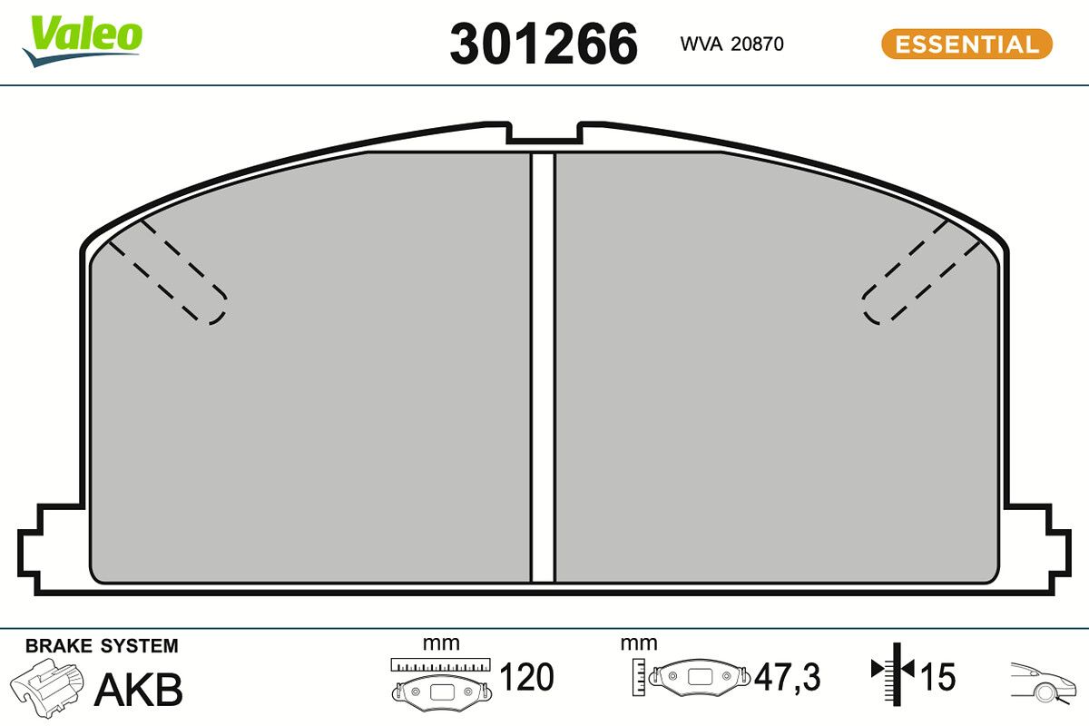 VALEO 301266 Brake pad set, disc brake