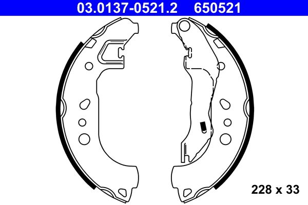 ATE 03.0137-0521.2 Brake shoe set