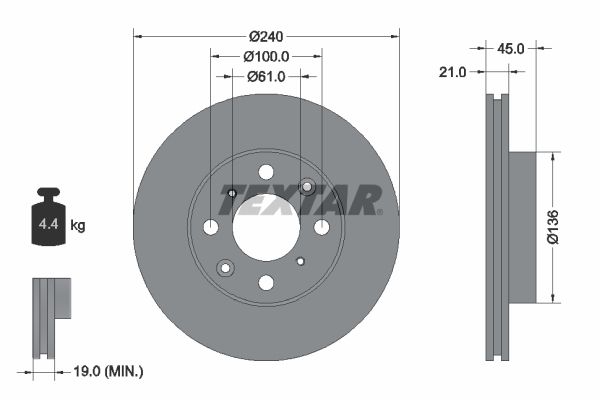 TEXTAR 92077800 Brake disc