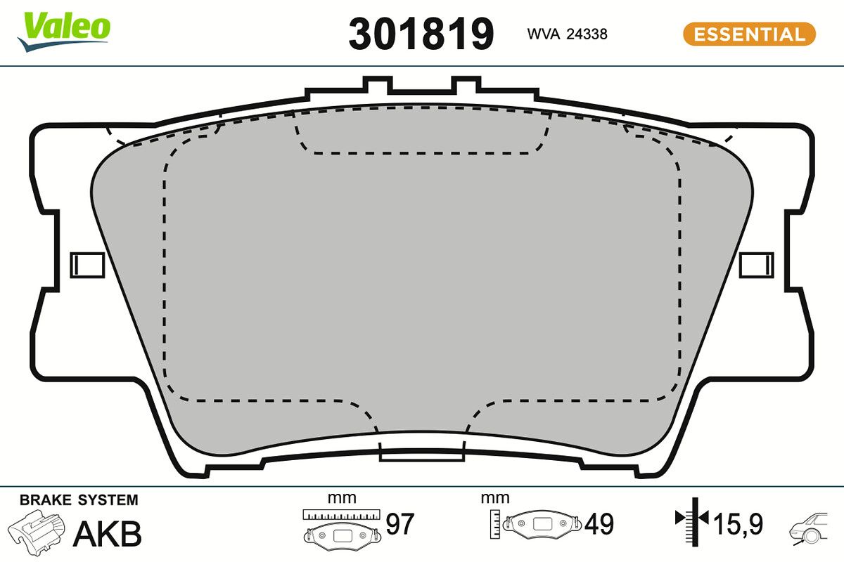 VALEO 301819 Brake pad set, disc brake