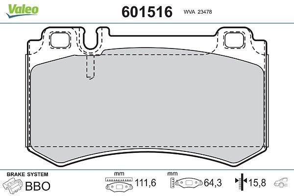 VALEO 601516 Brake pad set, disc brake