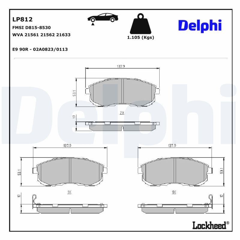 DELPHI LP812 Brake pad set, disc brake